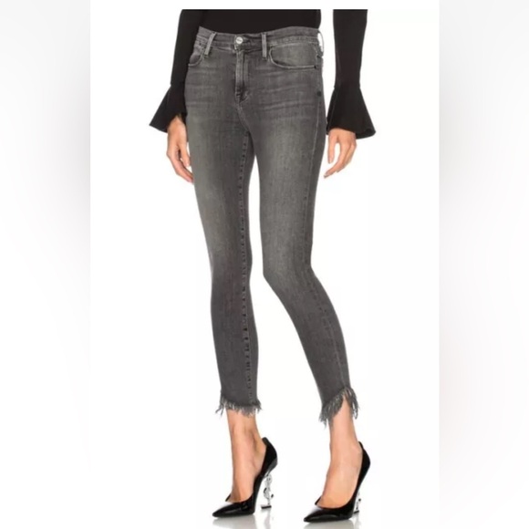 Frame Le High Skinny Grey Denim Frayed Hem Jeans 28 - Picture 1 of 10